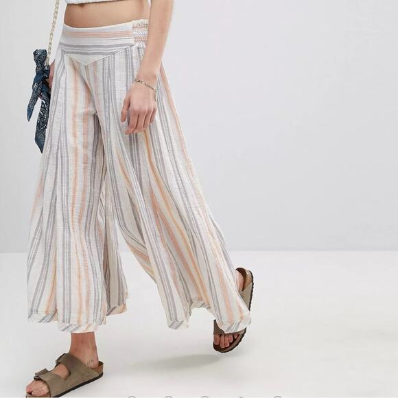 Free People Blaire Pull On Stripe Wide Leg Pant Flowy Boho Pants XS - Picture 1 of 10